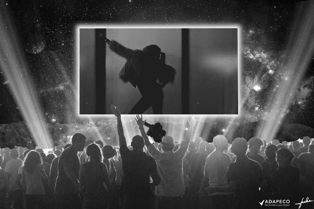Montage photo avec le thème "concert dans l'espace"