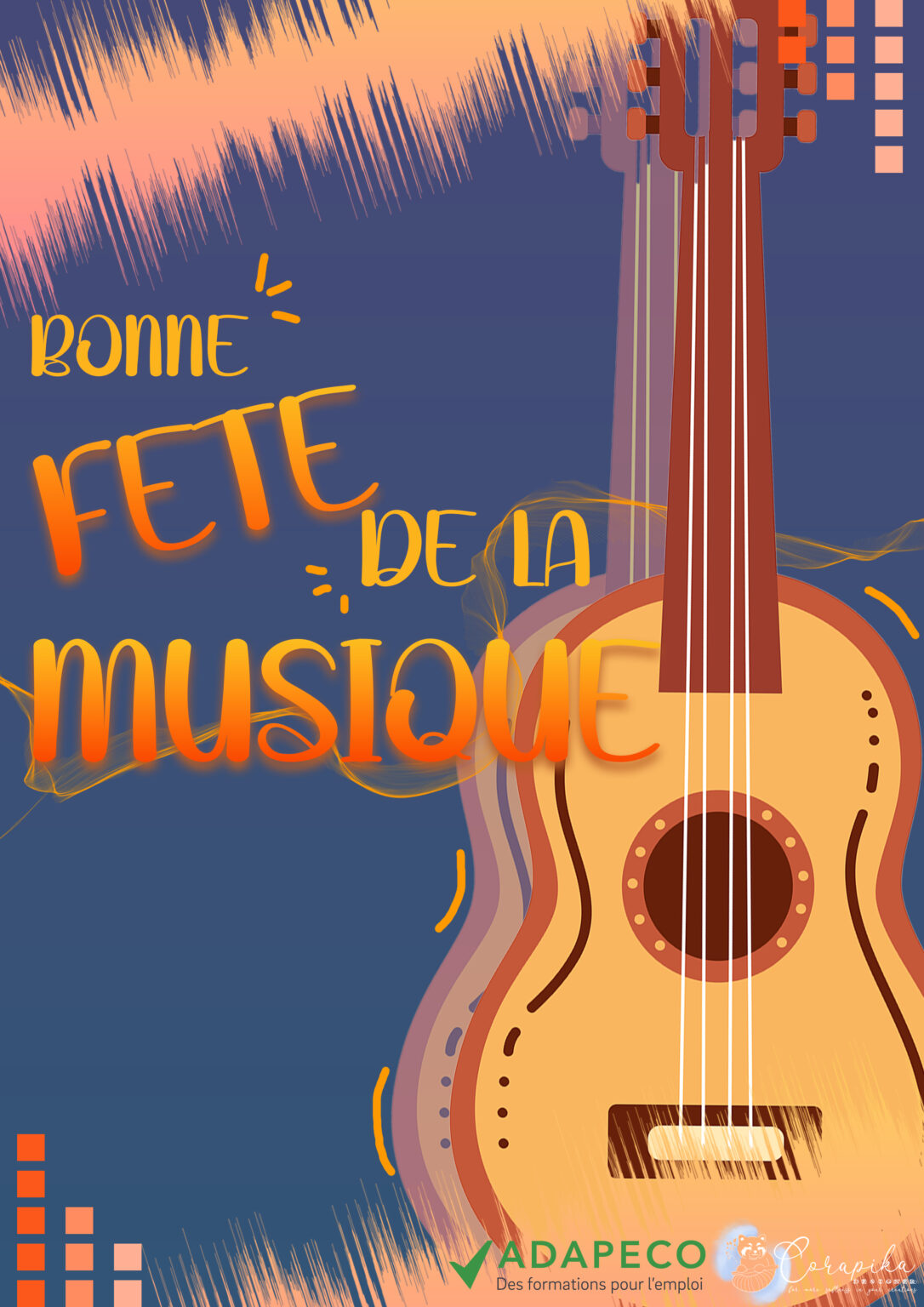 Affiche pour la Fête de la musique avec une guitare