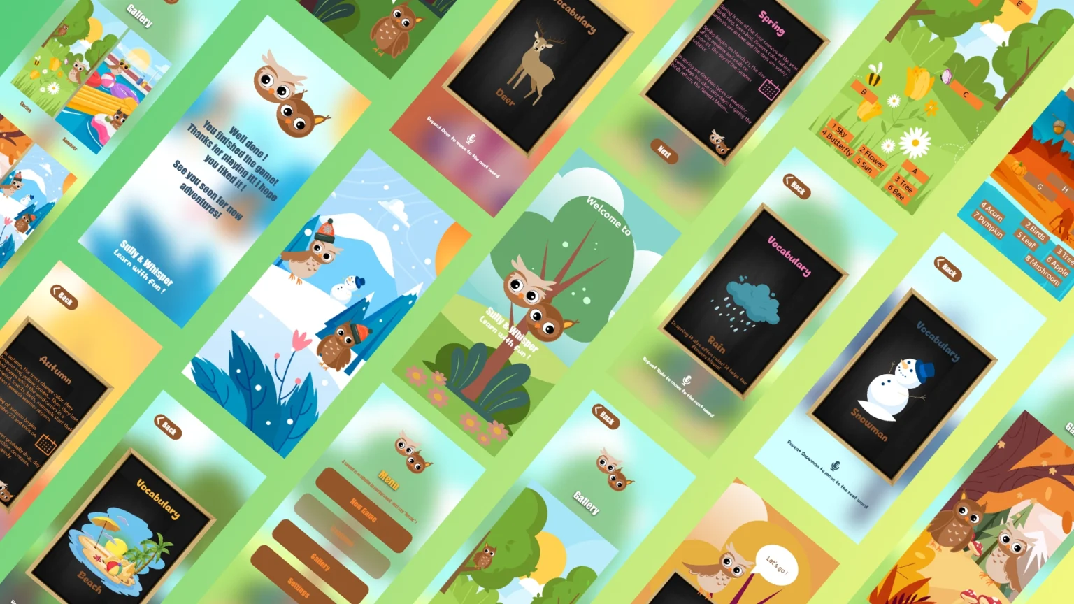 Mockup de l'application Sully&Whisper, pour les enfants en situation de handicap.